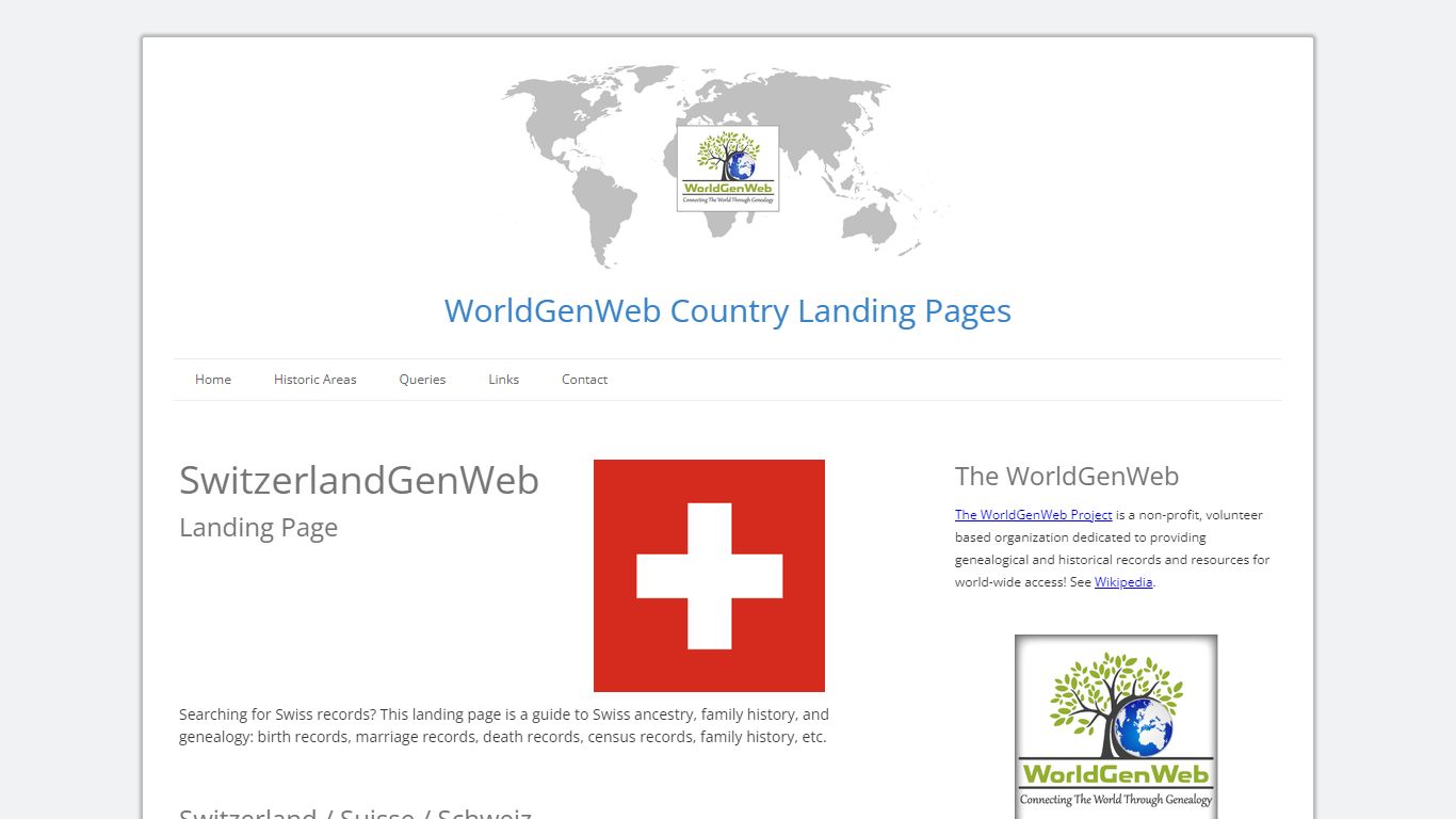 Swiss Genealogy / SwitzerlandGenWeb - WorldGenWeb Project