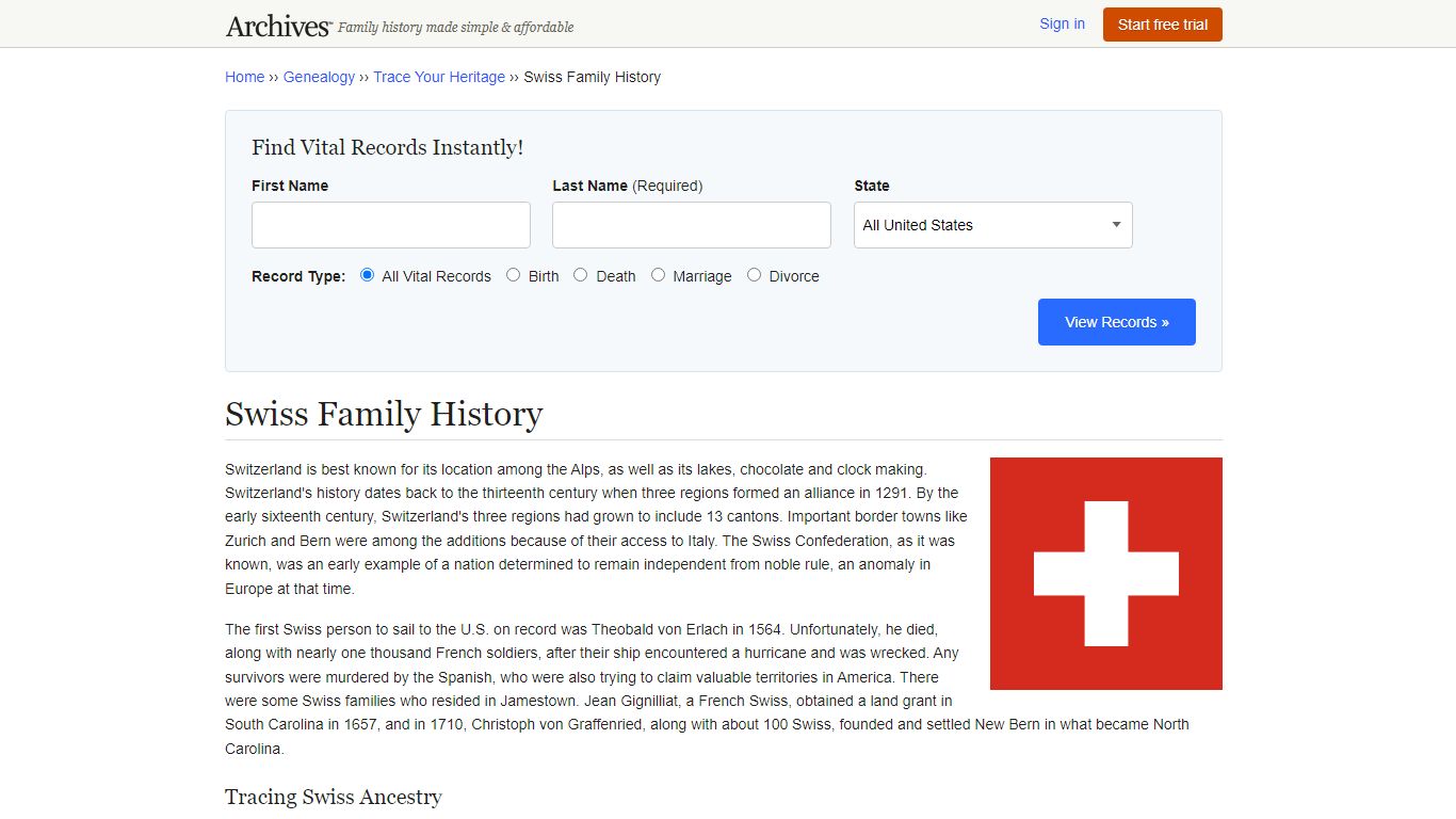 Swiss Genealogy & Family History | Archives